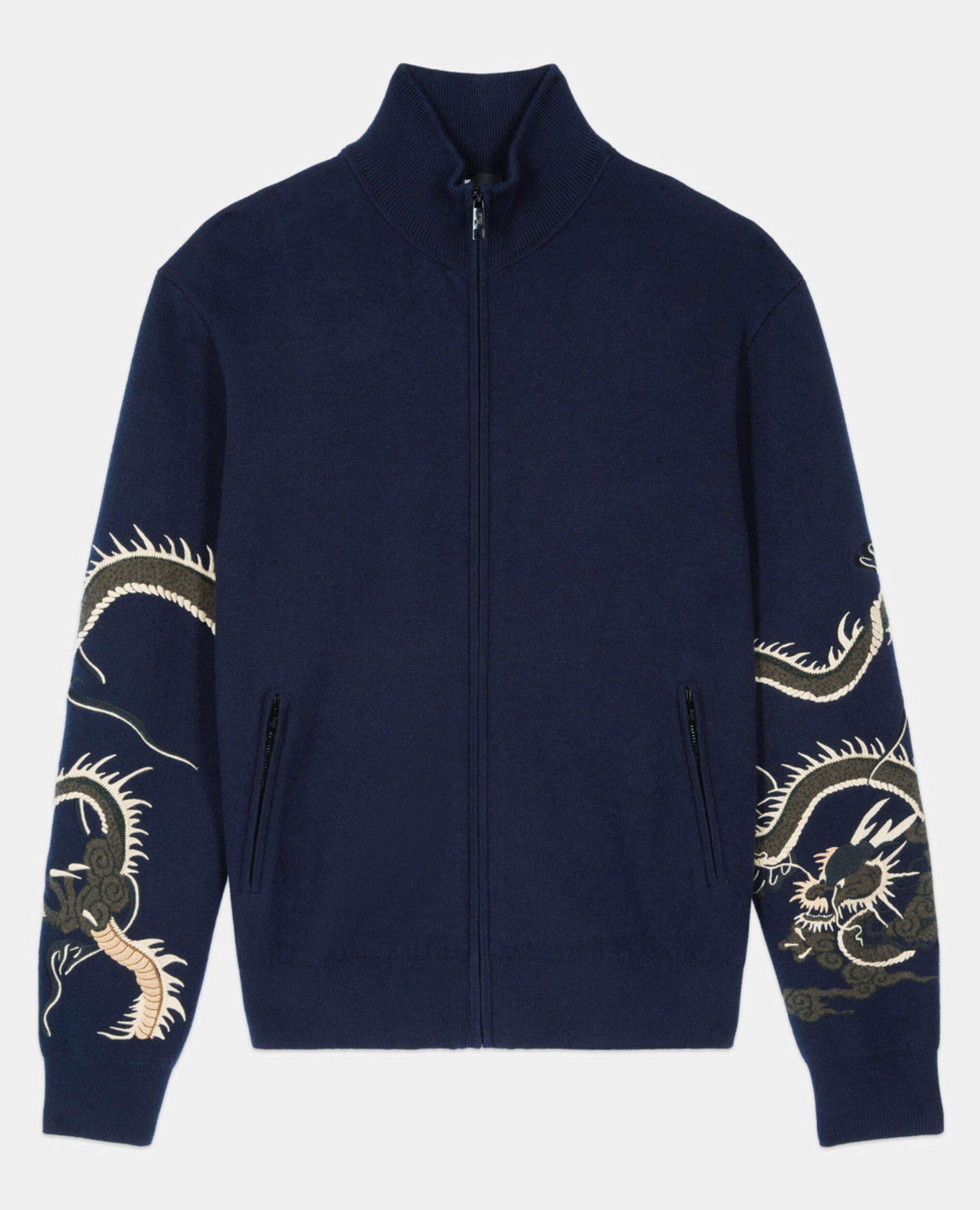 Cardigan en laine mélangée bleu marine, NAVY, hi-res image number null