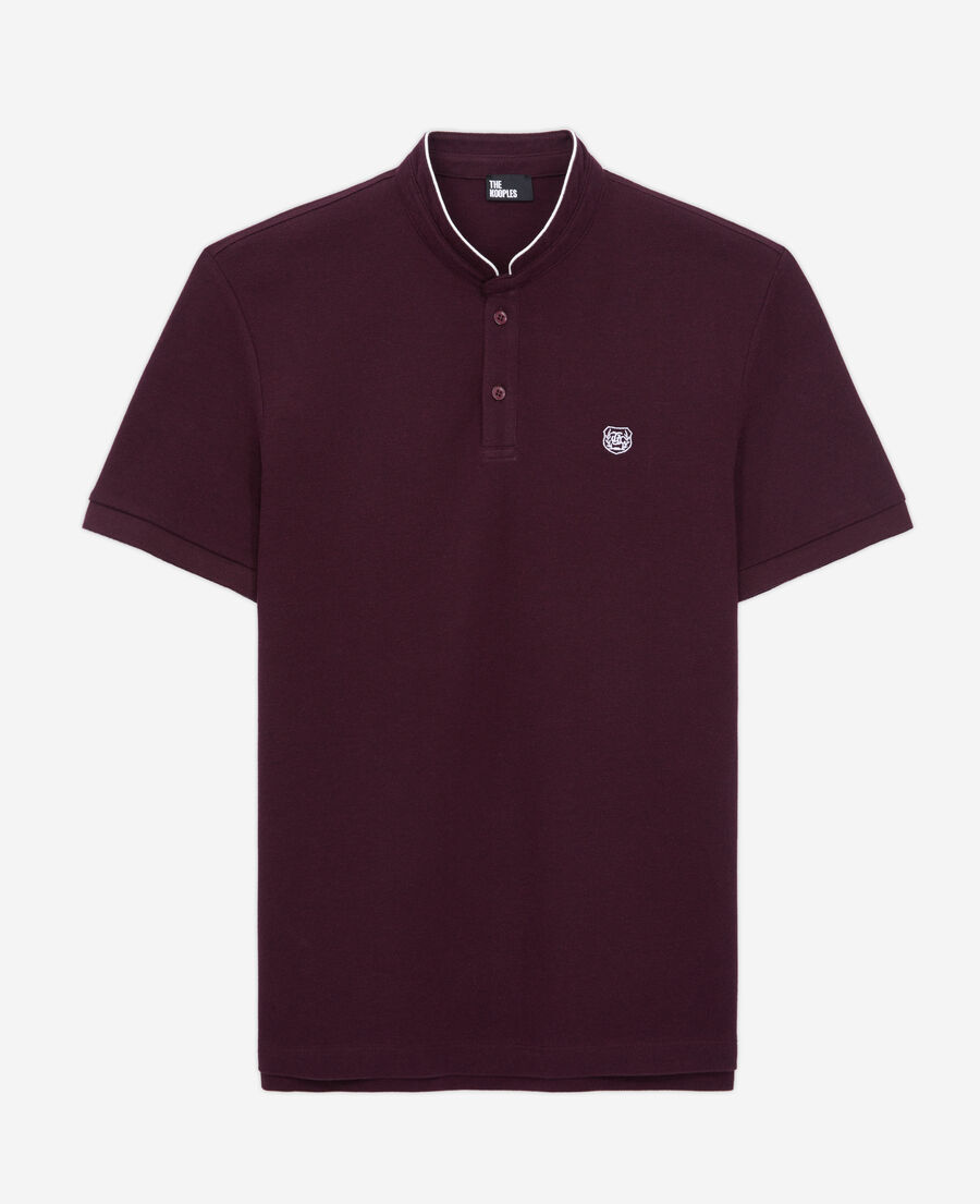 The Kooples H BORDEAUX red officer collar polo shirt
