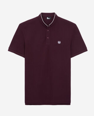 The Kooples H BORDEAUX red officer collar polo shirt