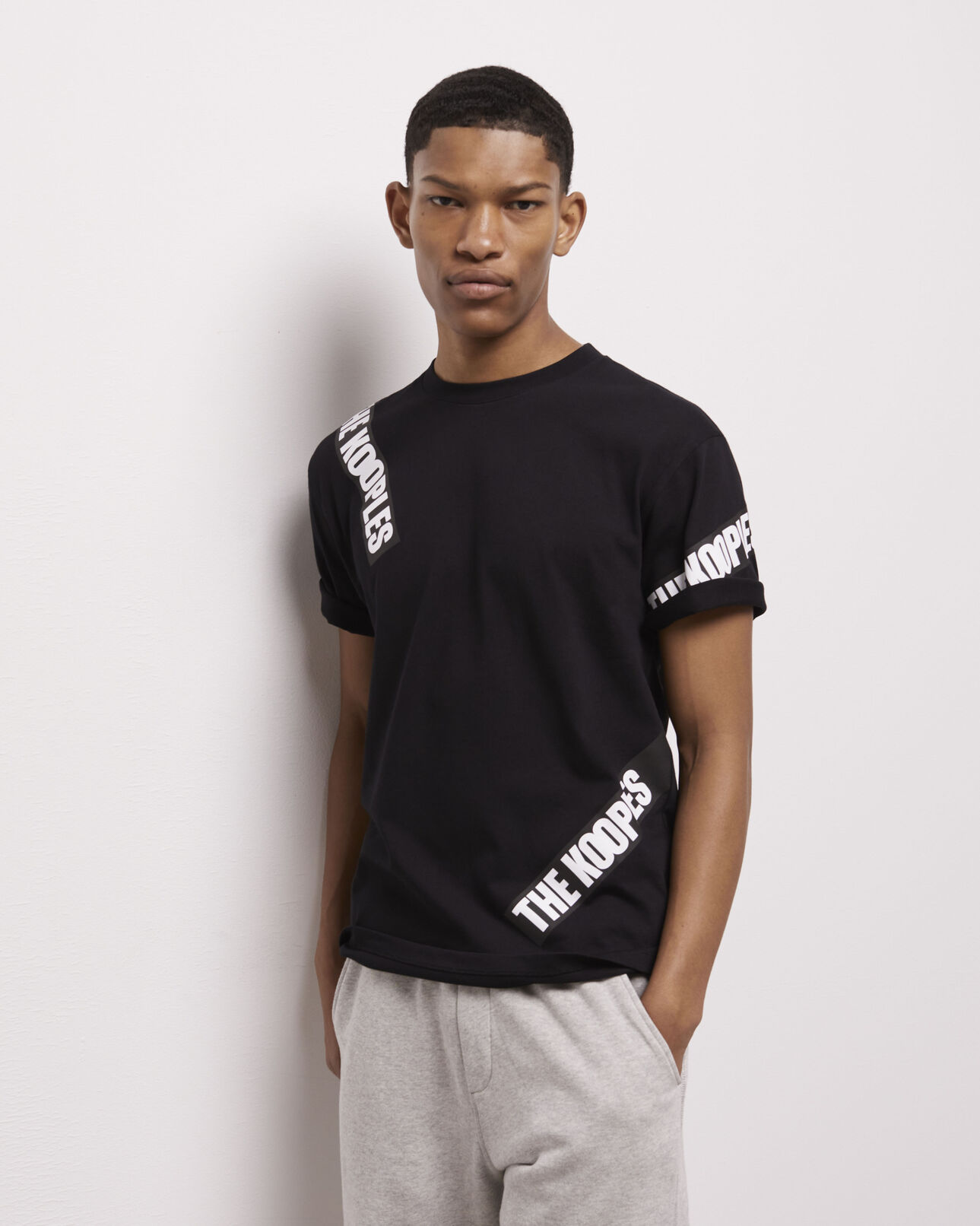 The Kooples HOMBRE BLACK camiseta negra tape logotipo para hombre