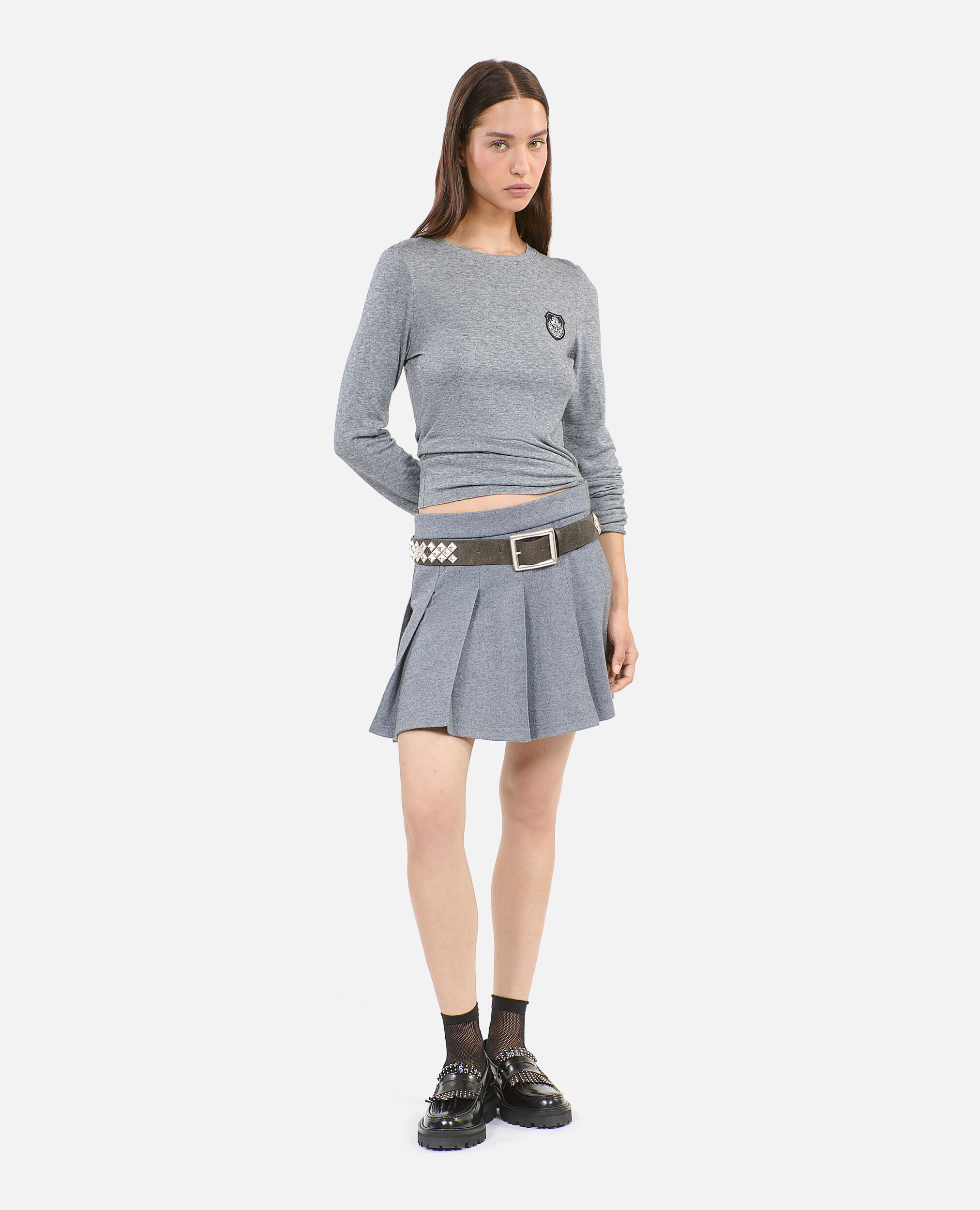 T-shirt manches longues imprimé, GREY MELANGE, hi-res image number null