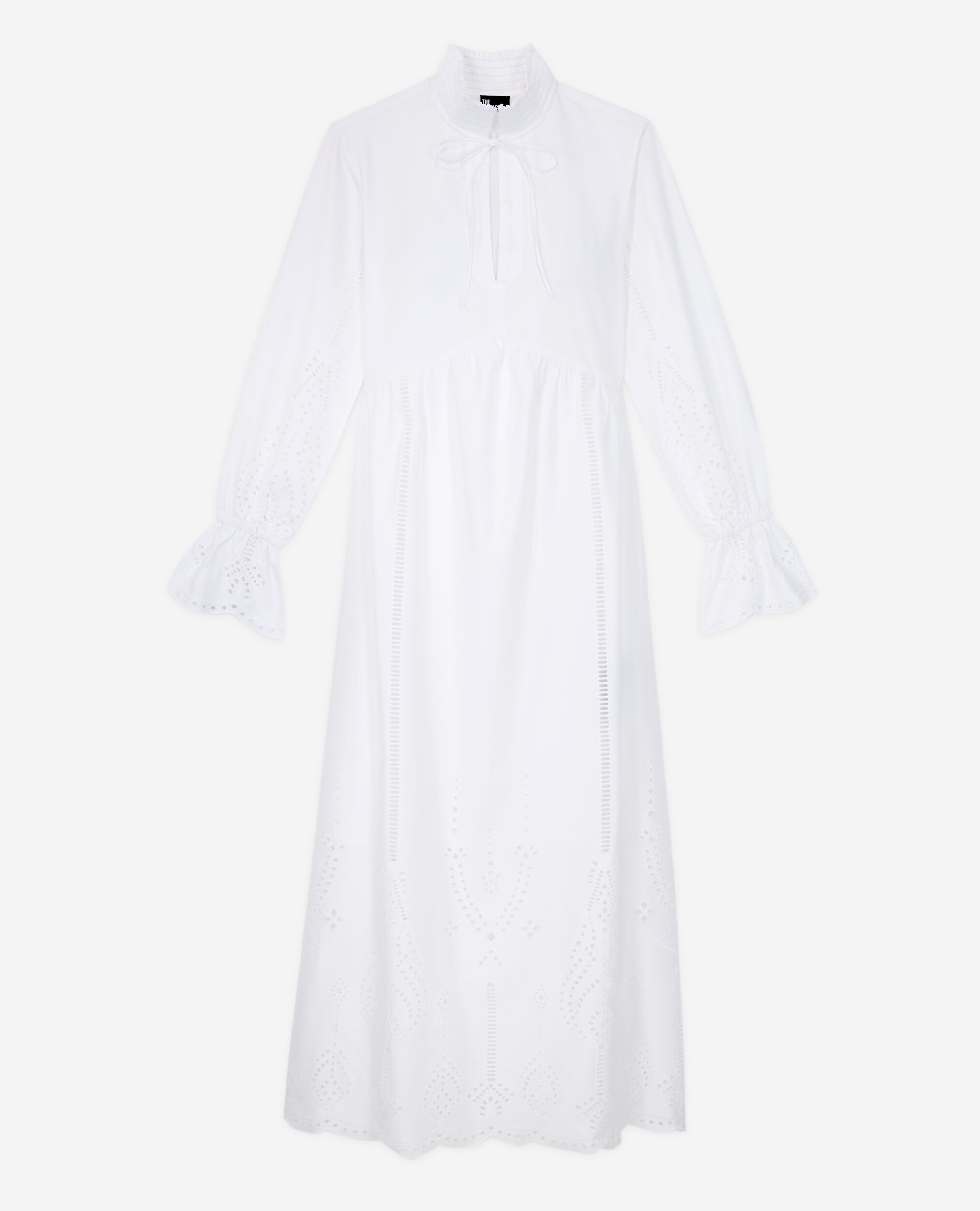 Vestido largo blanco bordado inglés, WHITE, hi-res image number null