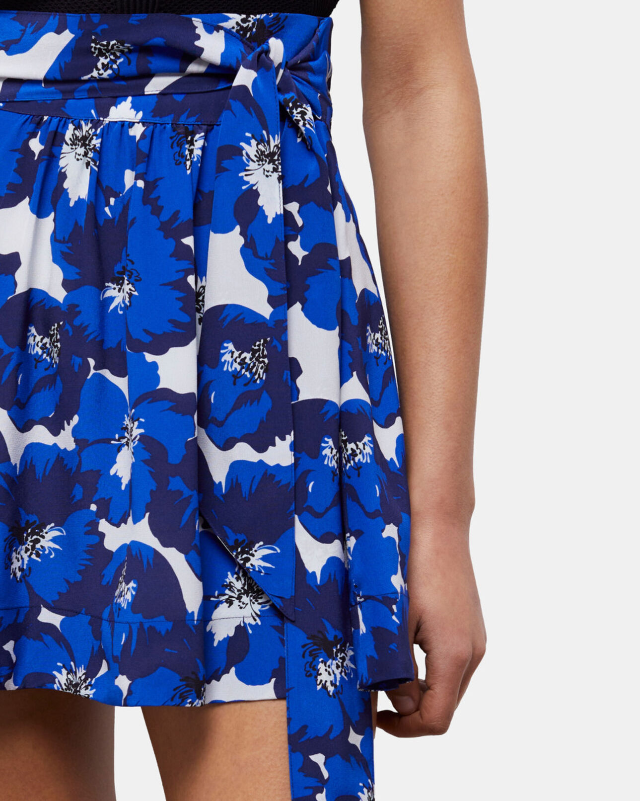 The Kooples WOMEN BLUE short printed silk skirt