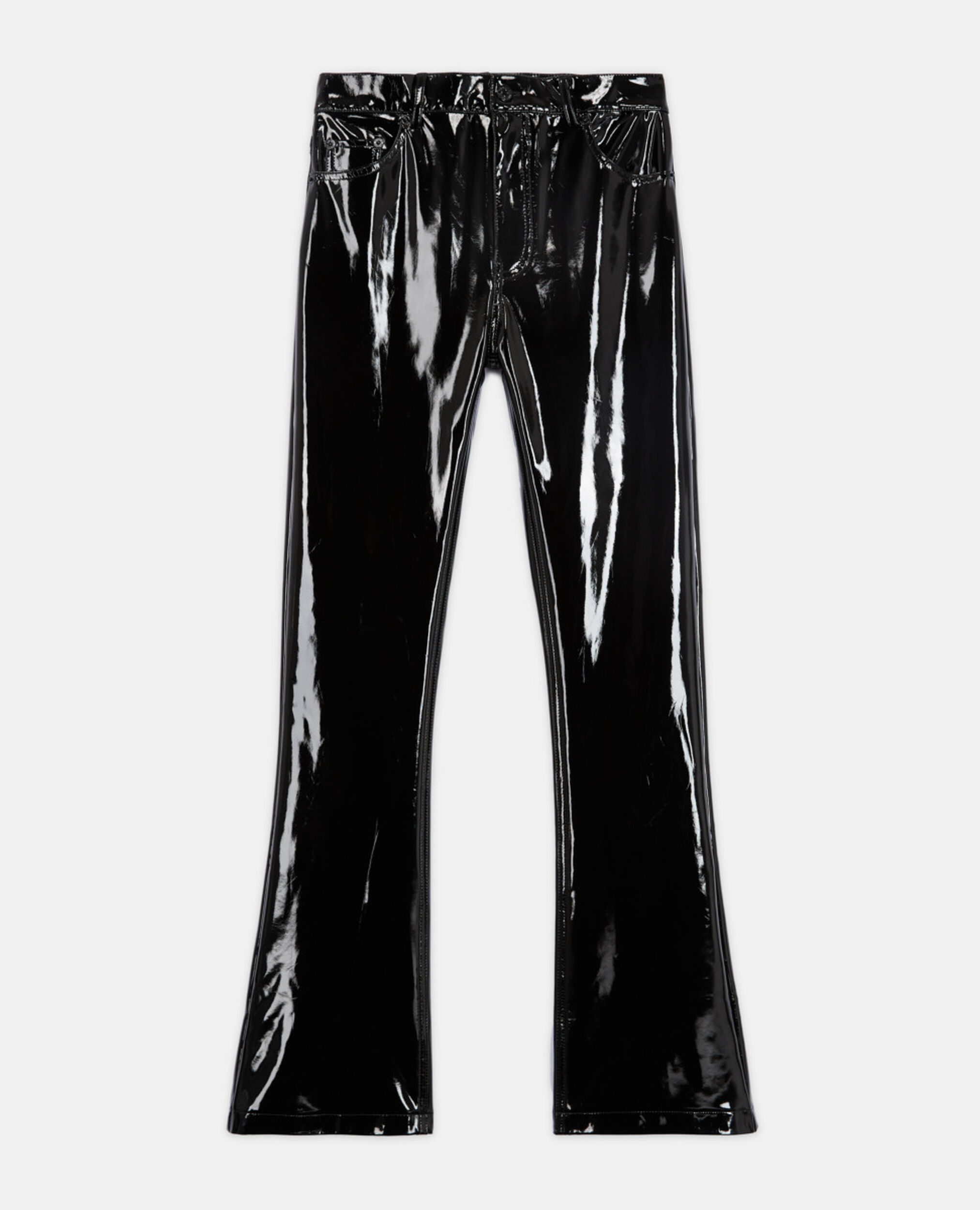 Jean large en vinyle noir, BLACK, hi-res image number null