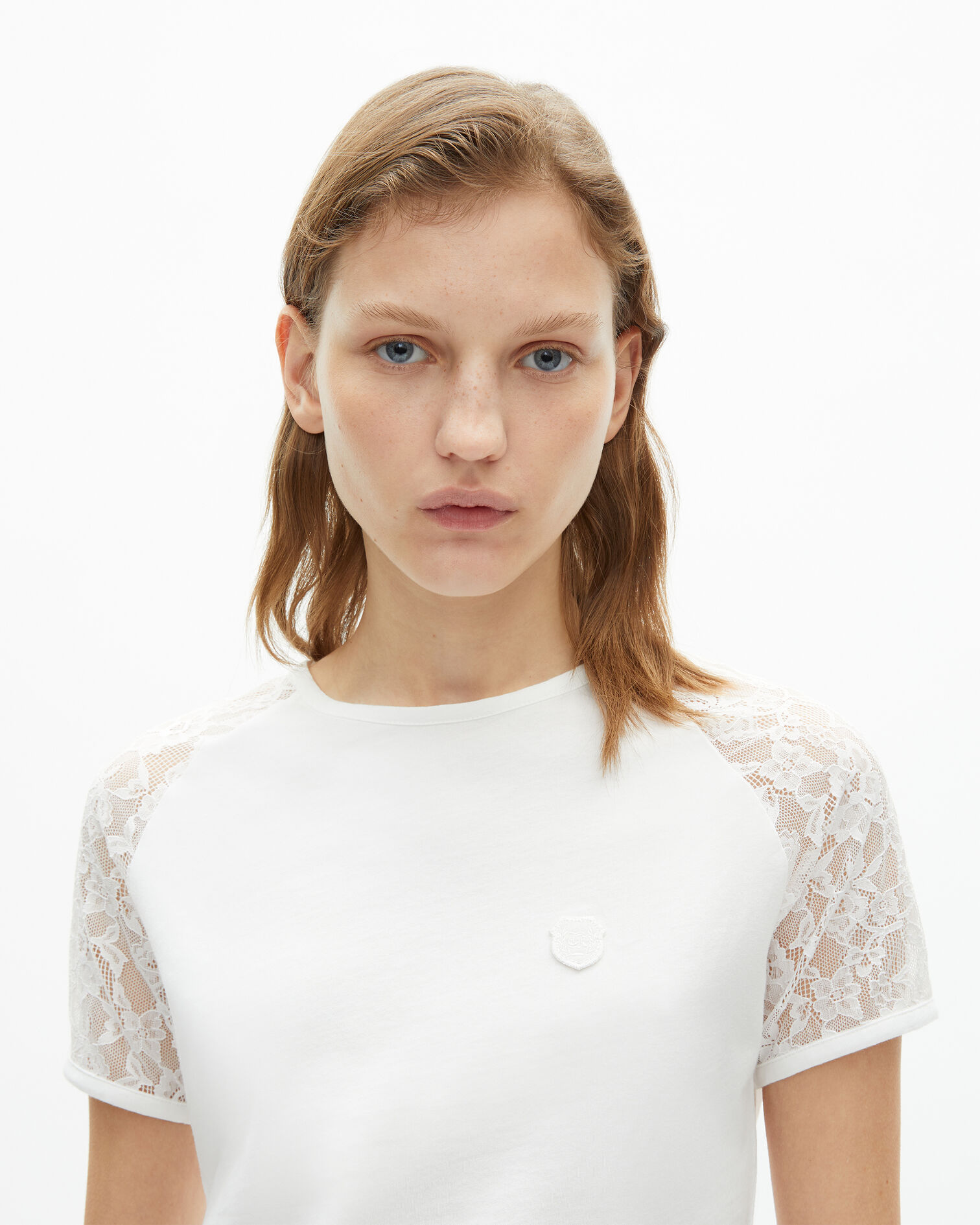 T-shirt manches en dentelle blanc, ECRU, hi-res image number null