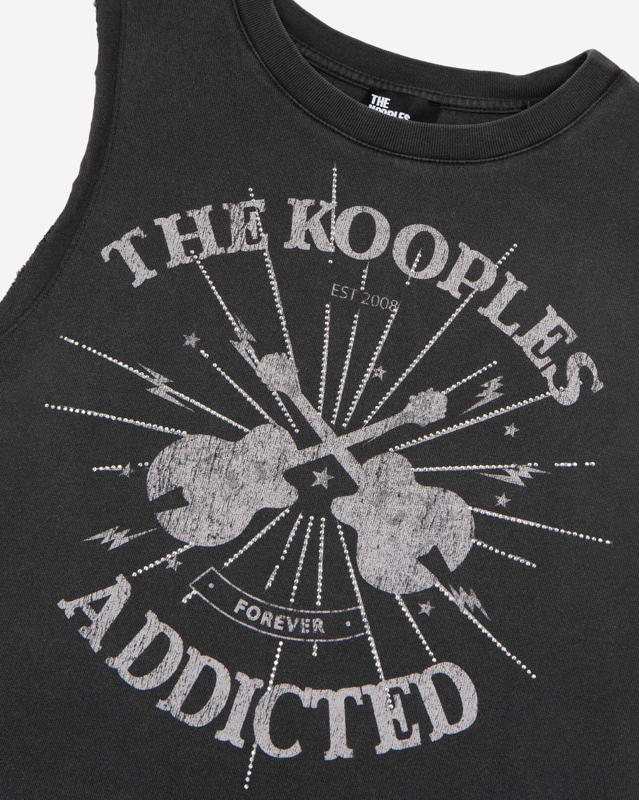 The Kooples FEMME BLACK WASHED débardeur avec sérigraphie noir délavé
