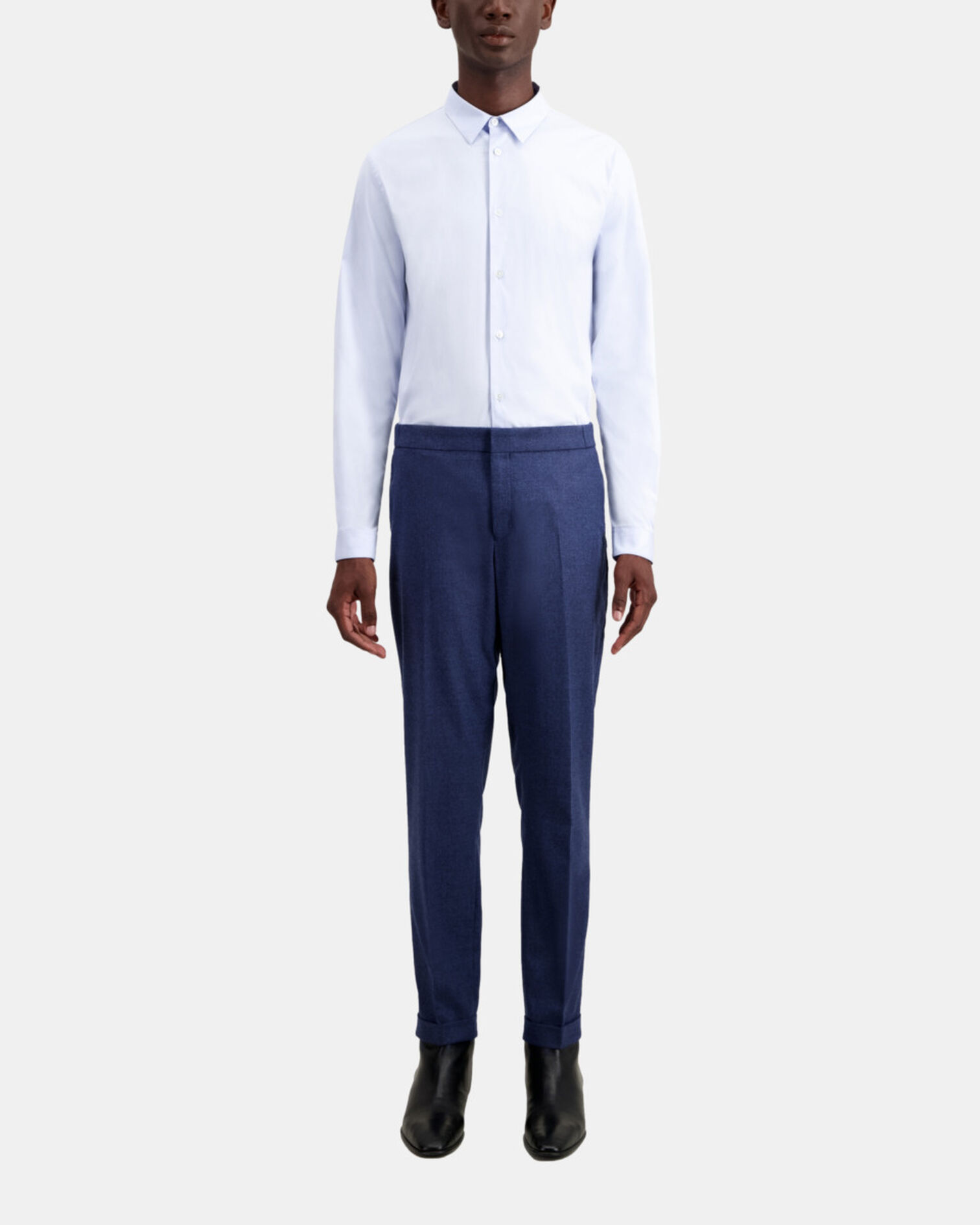 Pantalon bleu en flanelle, BLUE, hi-res image number null