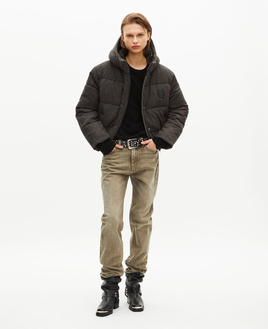 The Kooples WOMEN STONE short dark gray wool down jacket