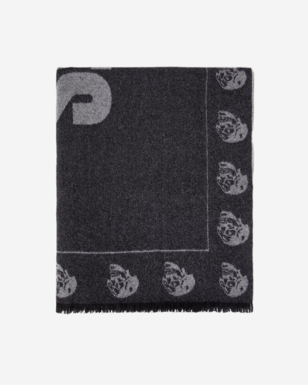 The Kooples MEN GREY grey wool scarf with logo