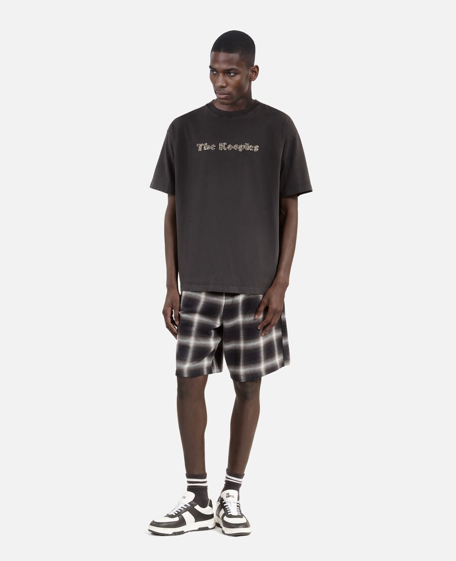 The Kooples MEN BLACK WASHED t-shirt with faded black logo