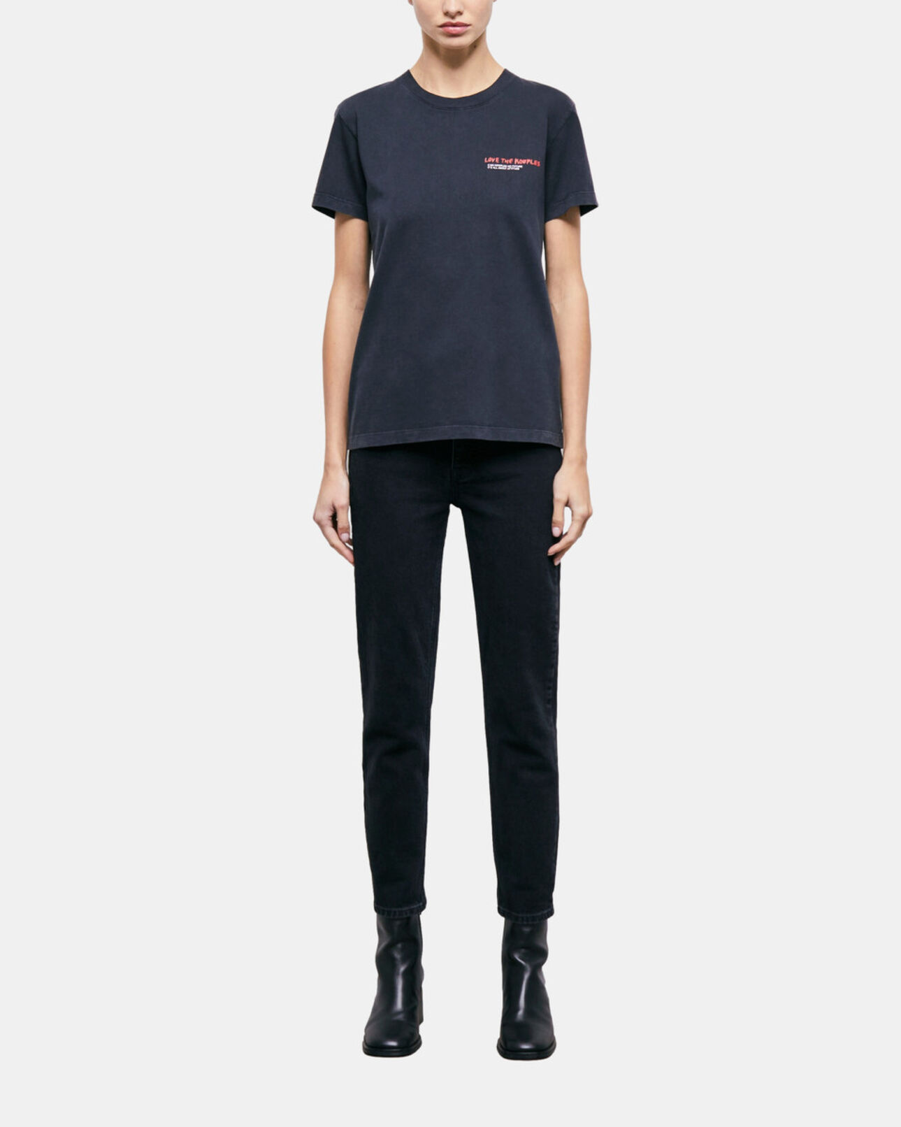 The Kooples F BLACK WASHED women's black love kooples t-shirt