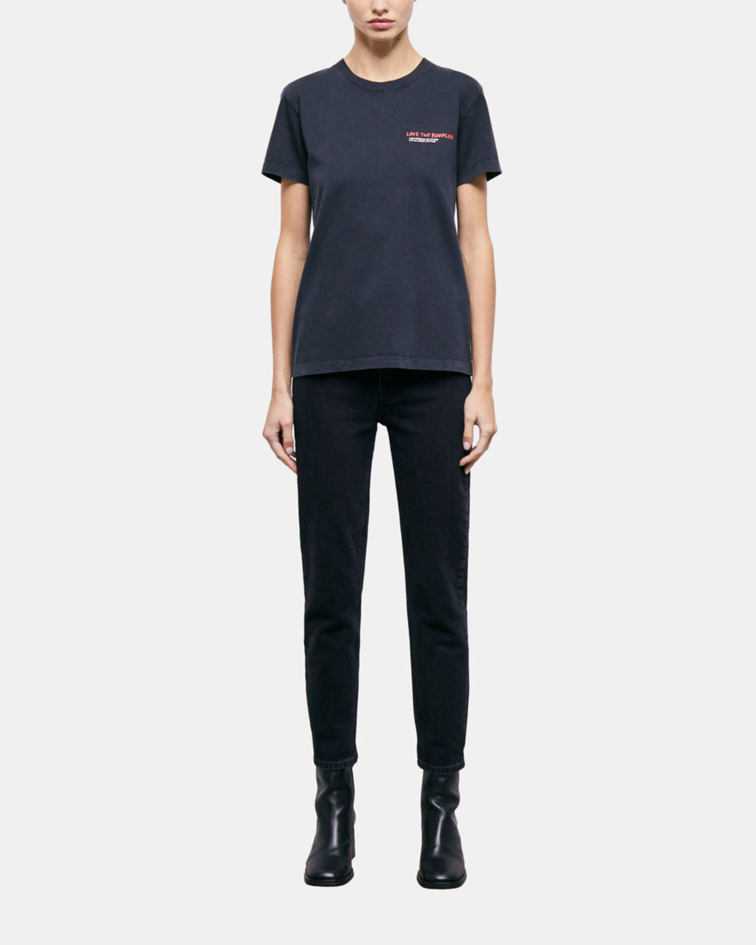 Women's black love kooples t-shirt, BLACK WASHED, hi-res image number null