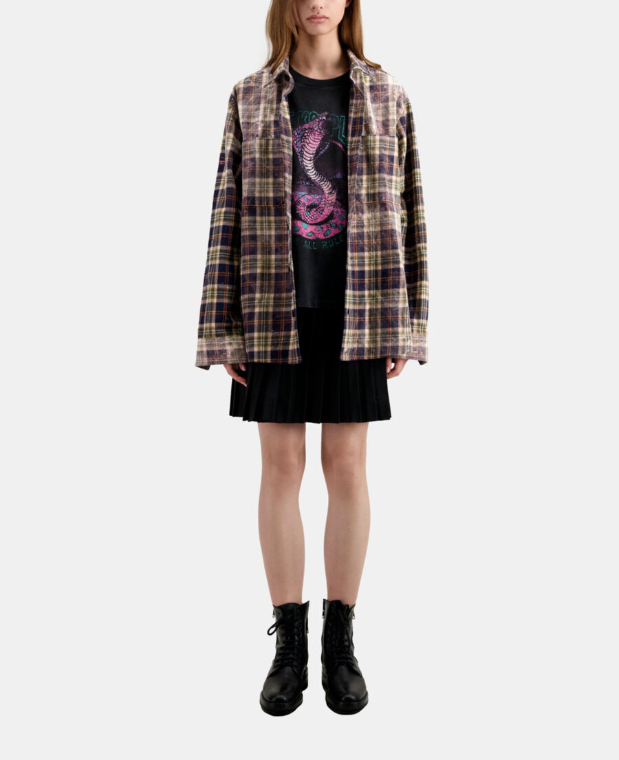 The Kooples WOMEN BLACK / PINK women's black t-shirt with cobra serigraphy