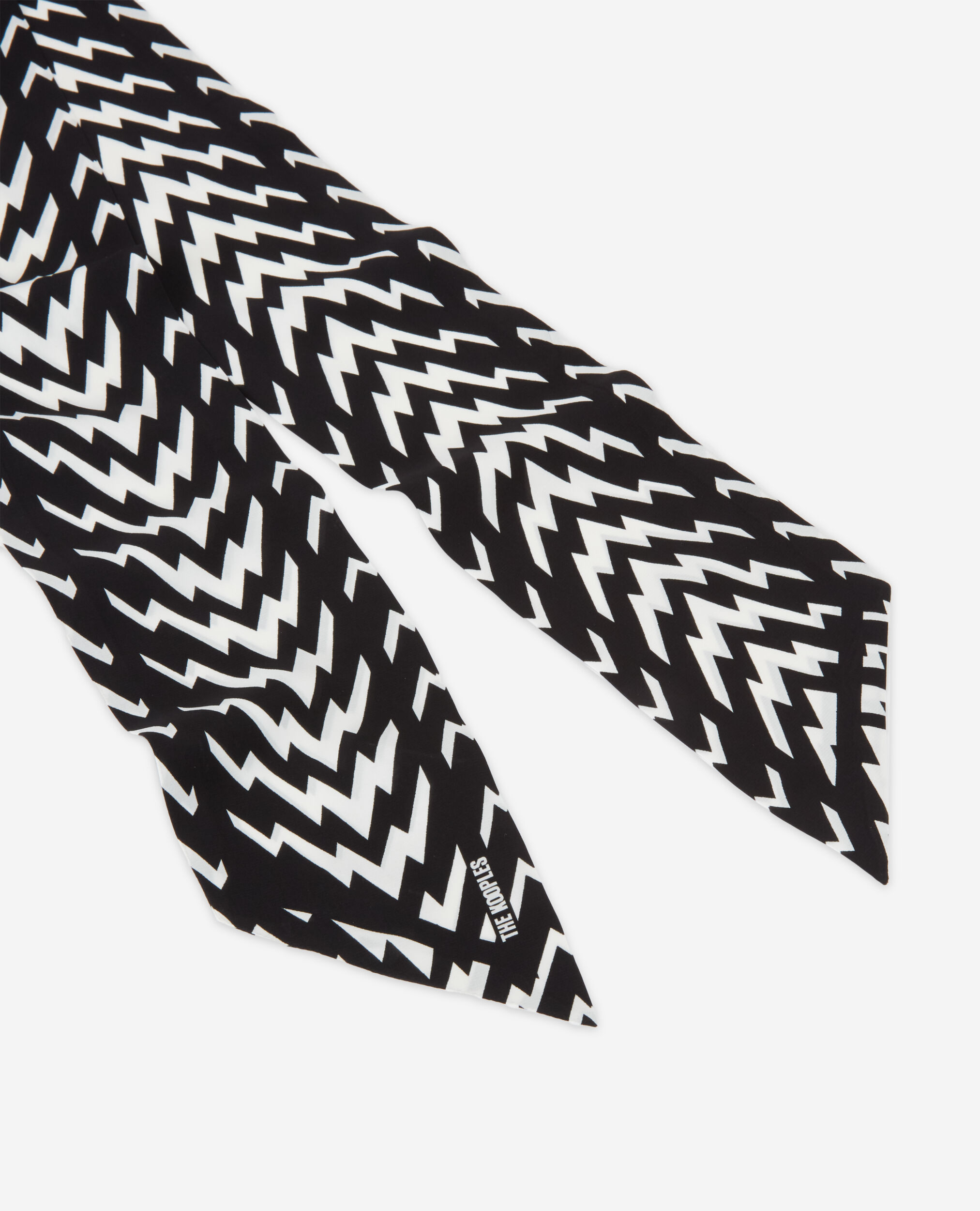 Black and white printed scarf, BLACK WHITE, hi-res image number null