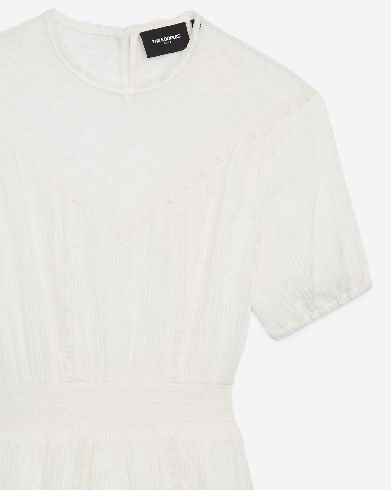 The Kooples FEMME ECRU robe fluide détails dentelle