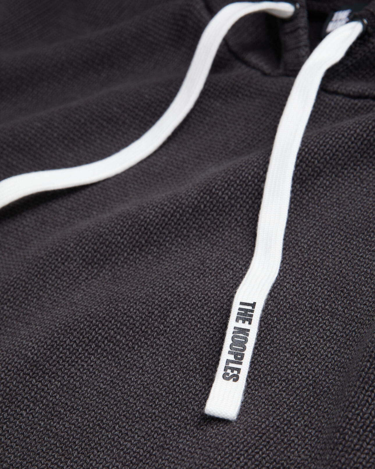 The Kooples WOMEN BLACK WASHED black cotton and wool hooded sweater