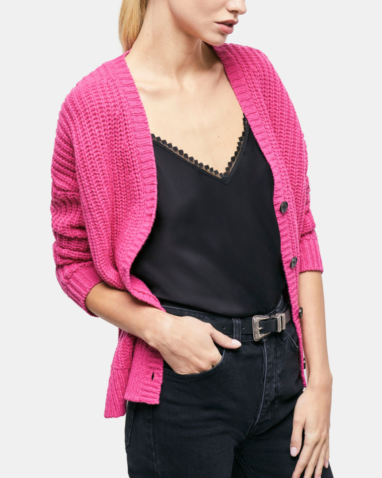 The Kooples FEMME PINK cardigan rose