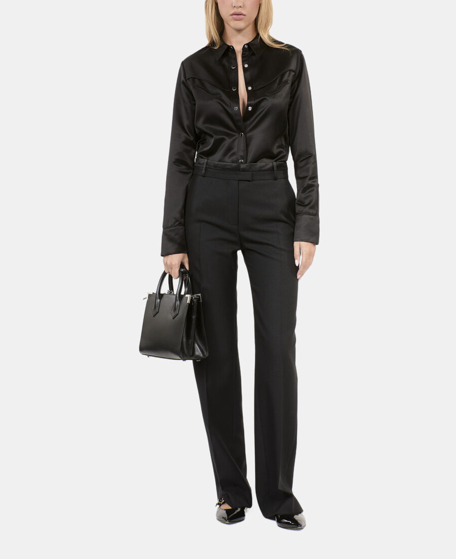 The Kooples WOMEN BLACK black wide-leg suit trousers