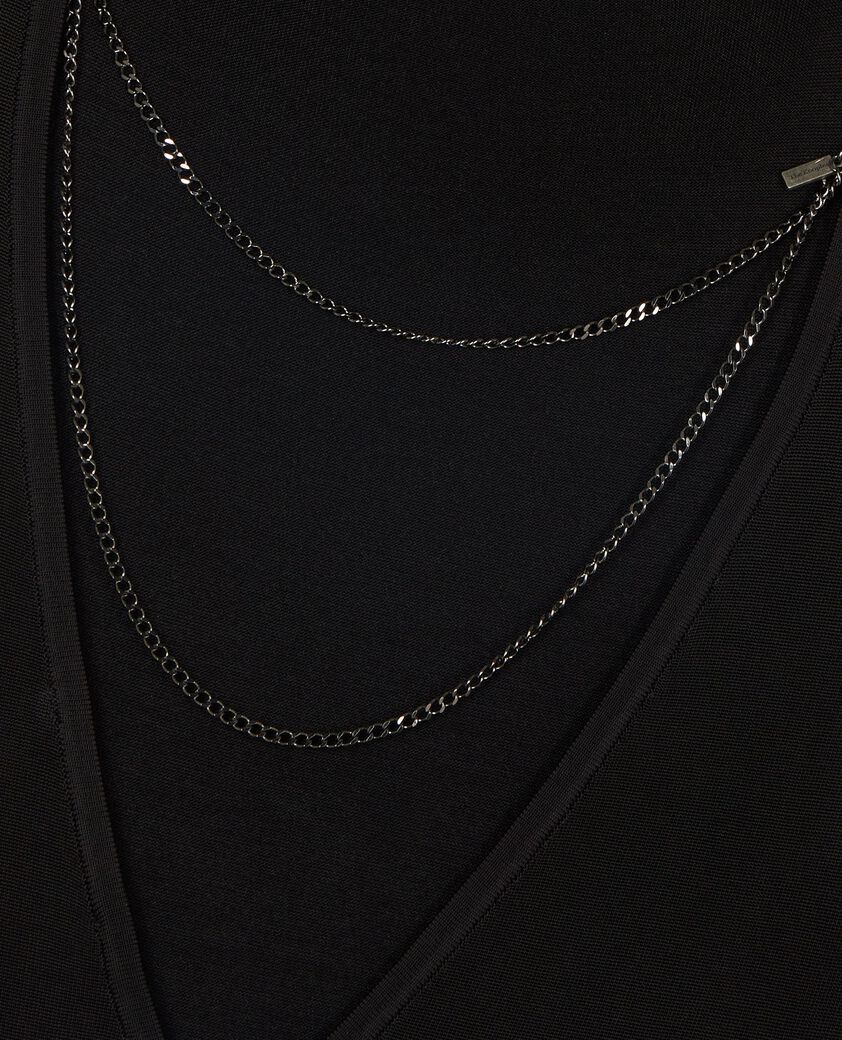 The Kooples FEMME BLACK robe longue en maille avec cha&icirc;nes dos noire