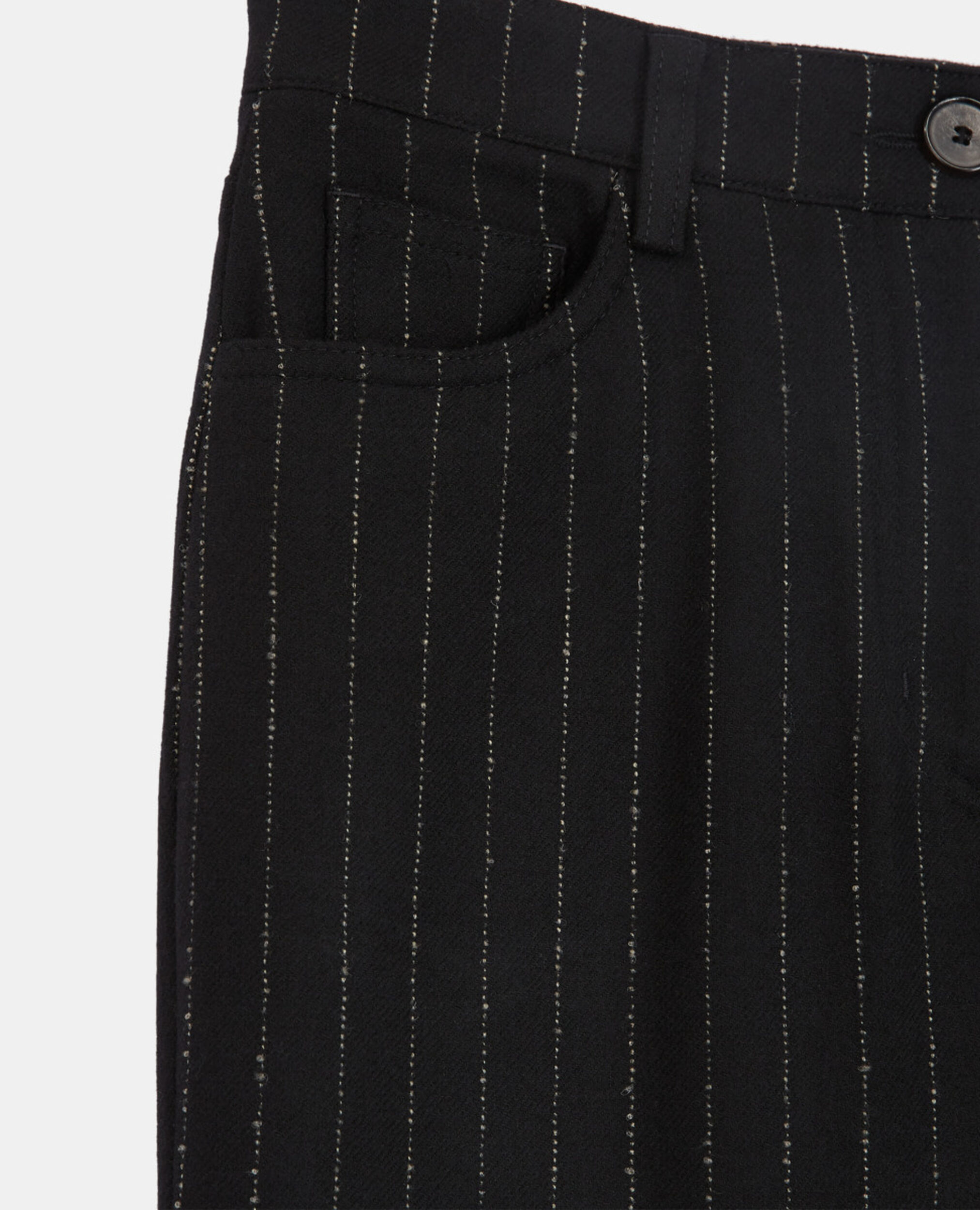 Pantalon de costume en laine rayé, BLACK WHITE, hi-res image number null