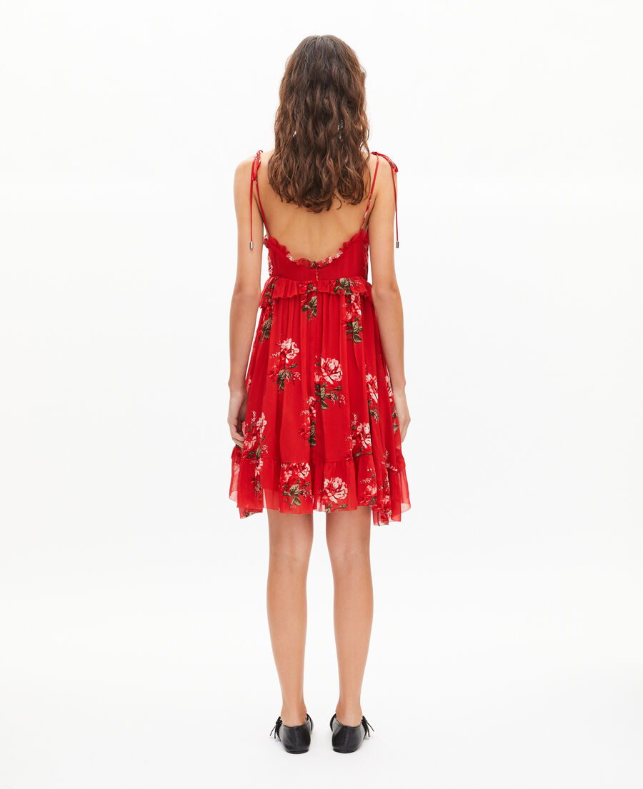 The Kooples FEMME RED / GREEN robe courte imprim&eacute; fleuri rouge