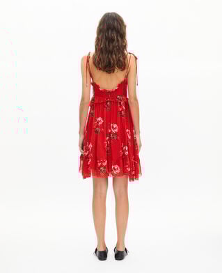 The Kooples FEMME RED / GREEN robe courte imprim&eacute; fleuri rouge