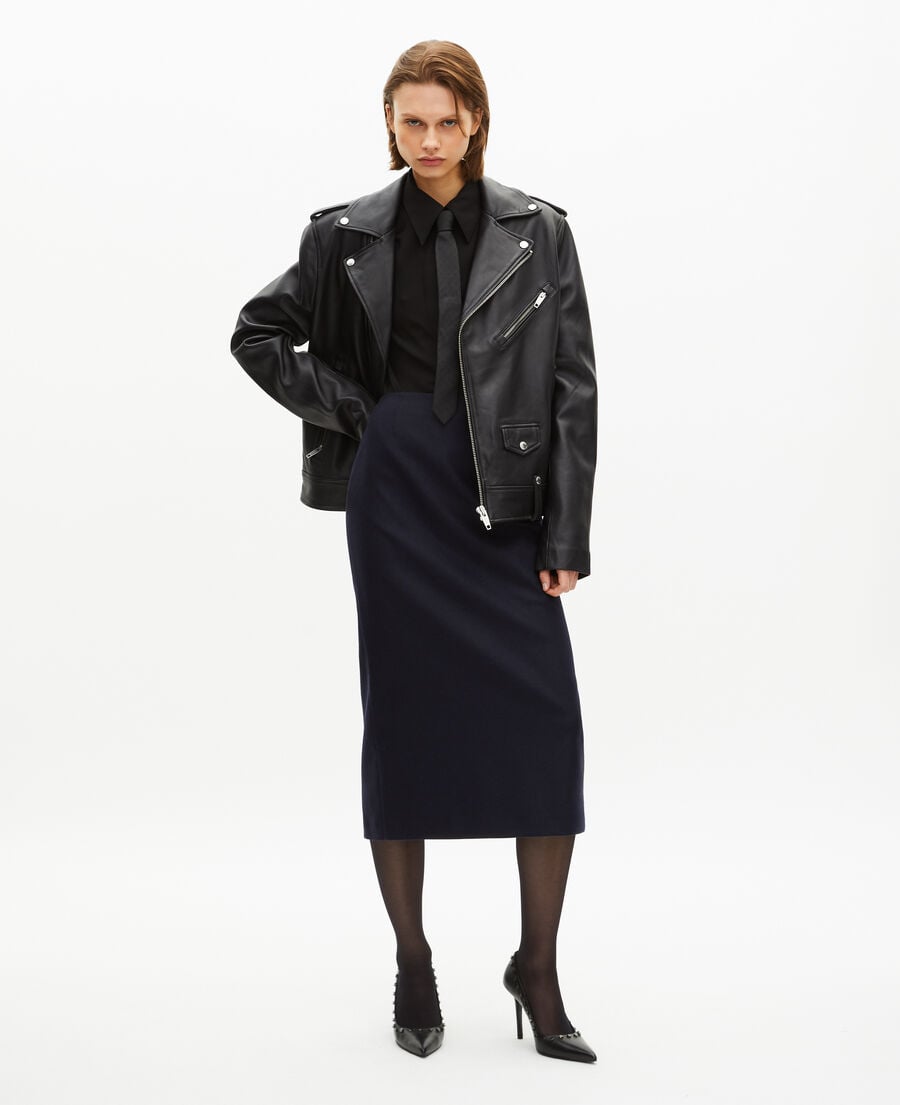 The Kooples FEMME NAVY jupe longue crayon marine
