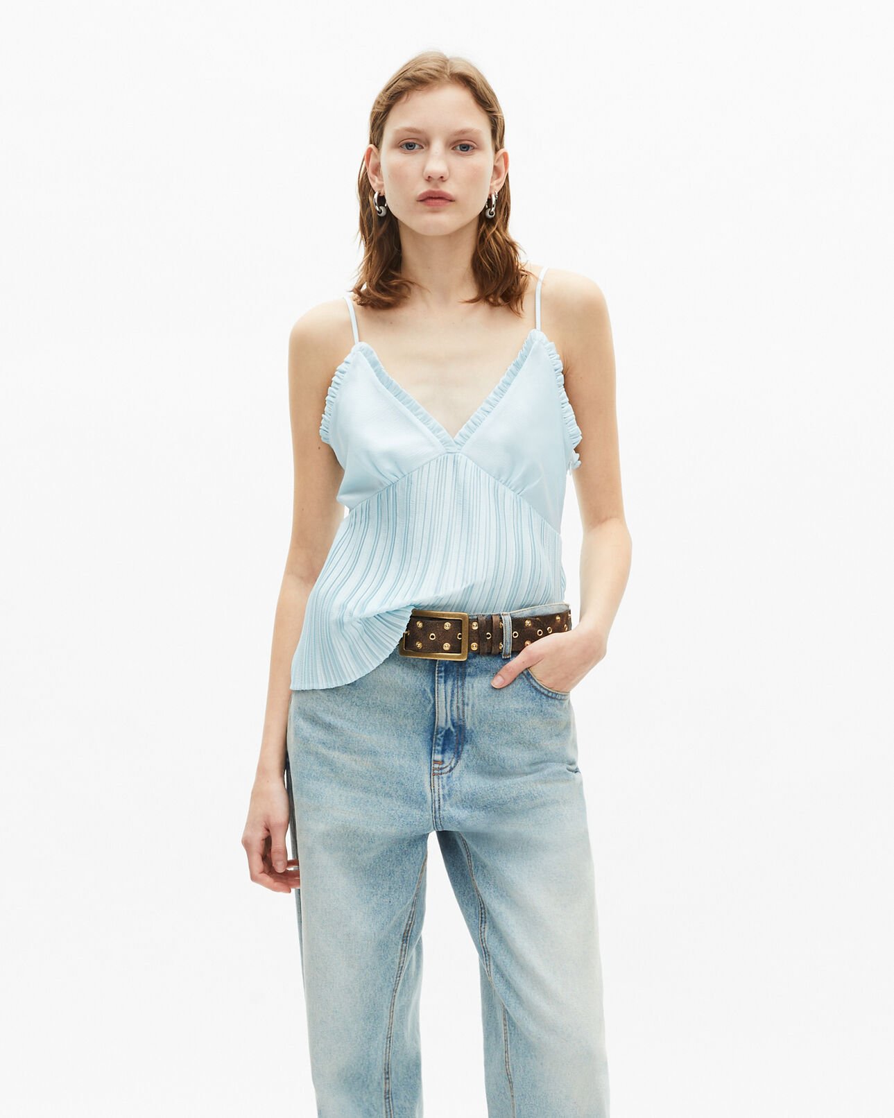 The Kooples WOMEN BROWN brown leather belt