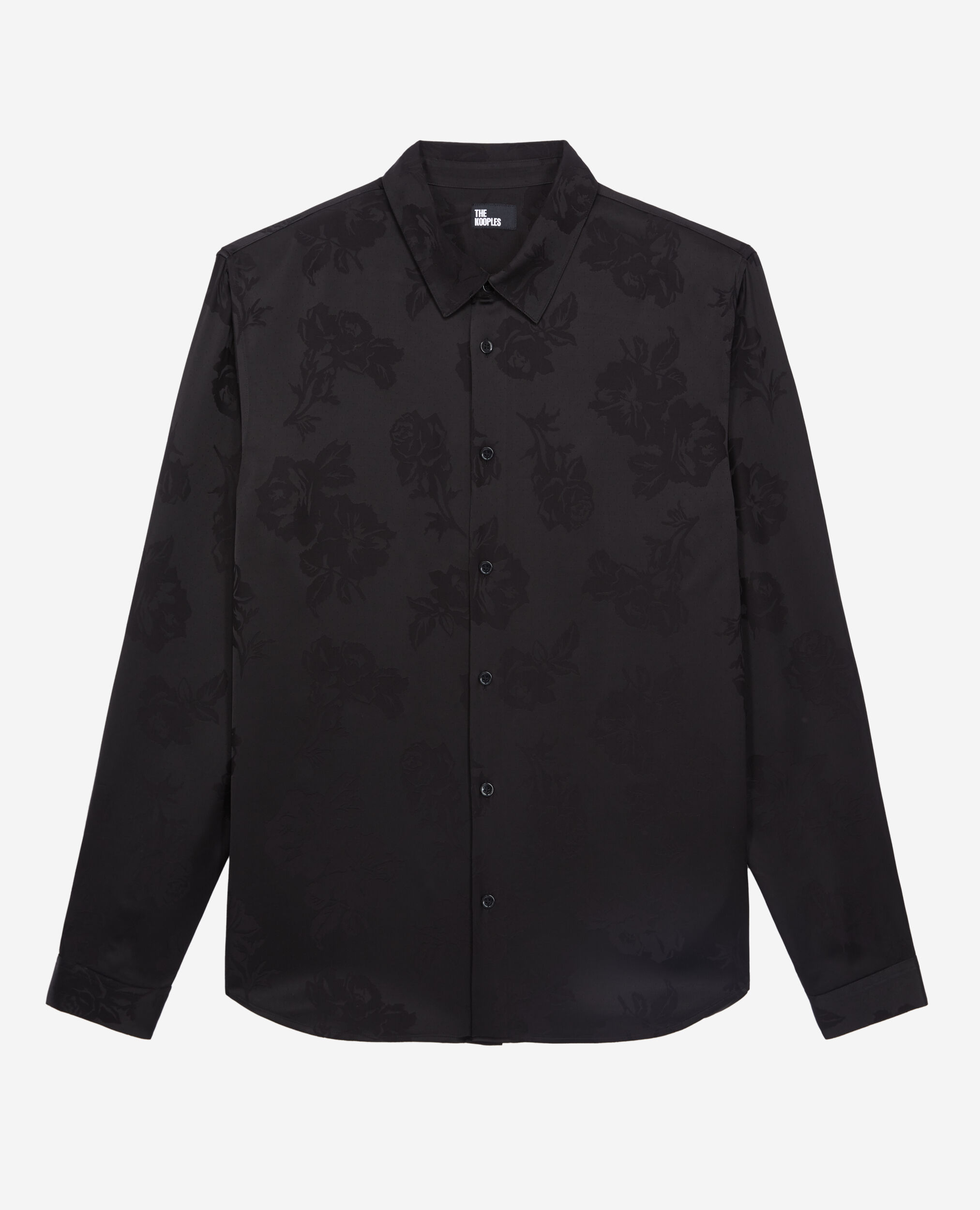 Chemise jacquard noire à fleurs, BLACK, hi-res image number null