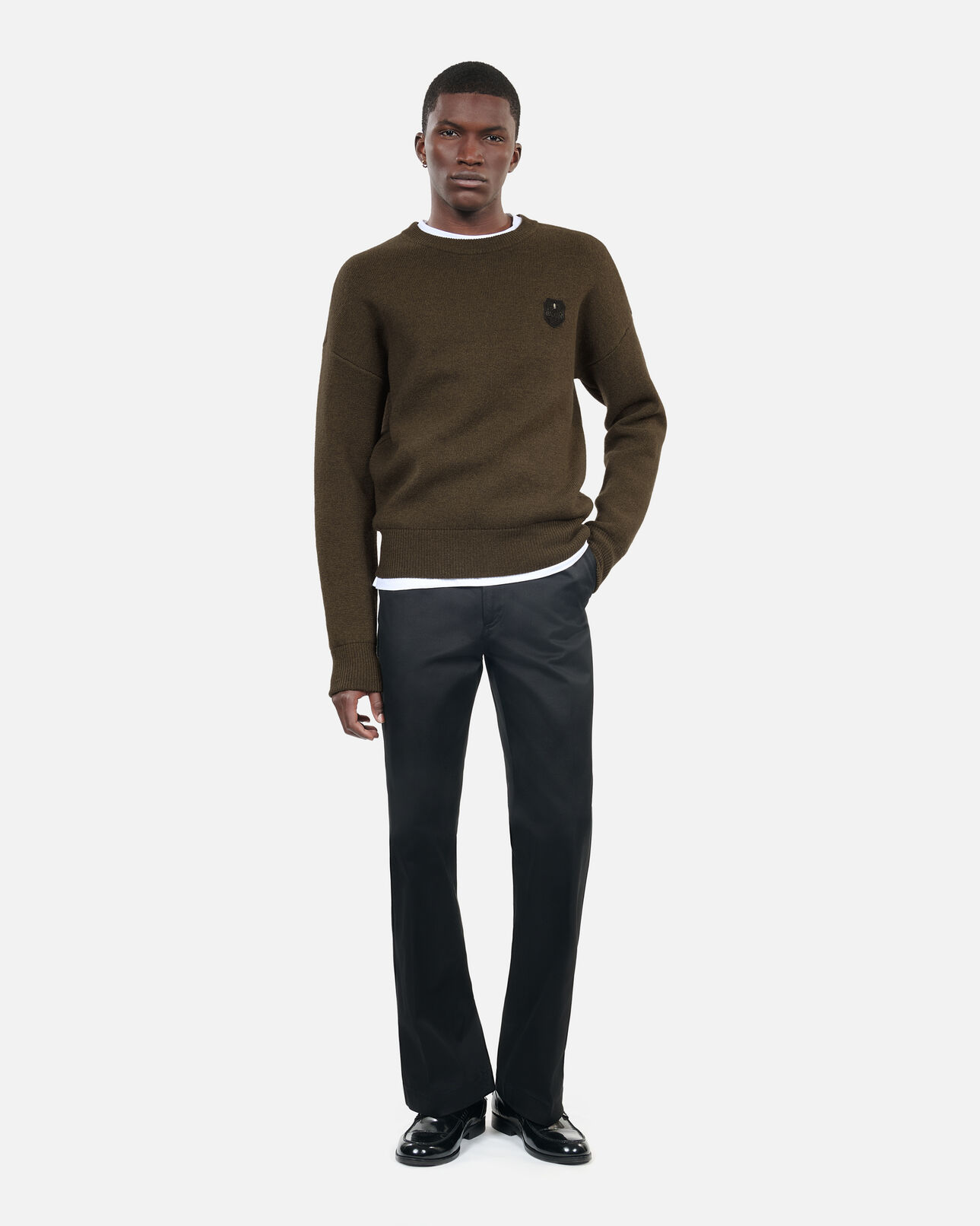 The Kooples HERREN OLIVE NIGHT khakifarbener wollpullover