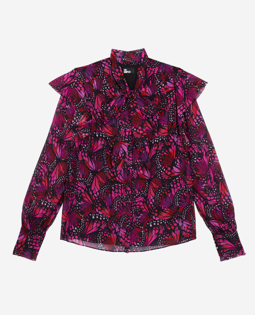 The Kooples FEMME PINK top imprimé avec volants