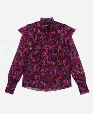 The Kooples FEMME PINK top imprimé avec volants