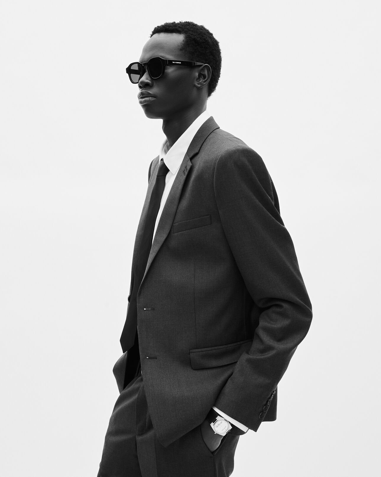 The Kooples HOMBRE GREY chaqueta de traje de lana negra de corte entallado