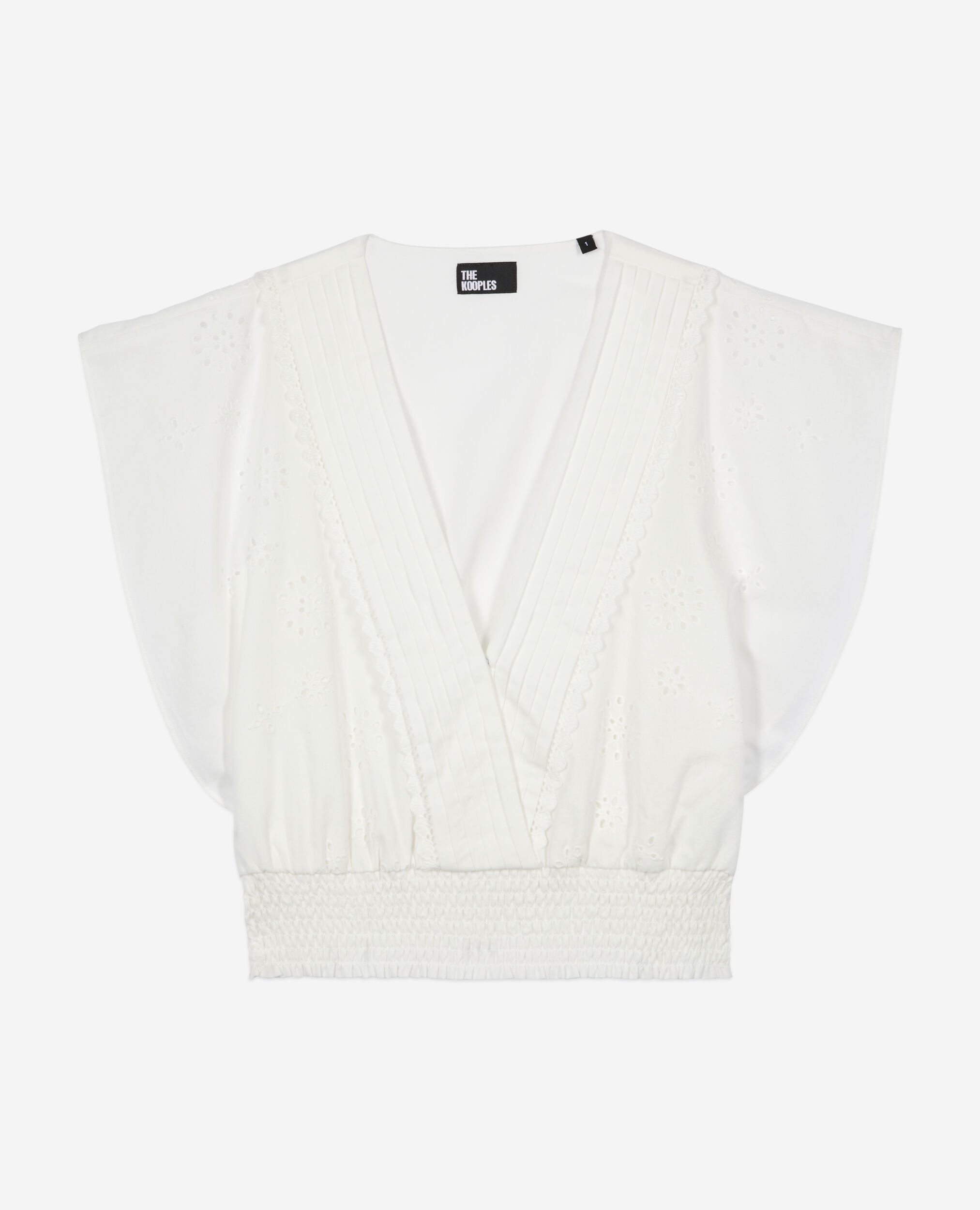 Top court blanc en broderie anglaise, WHITE, hi-res image number null