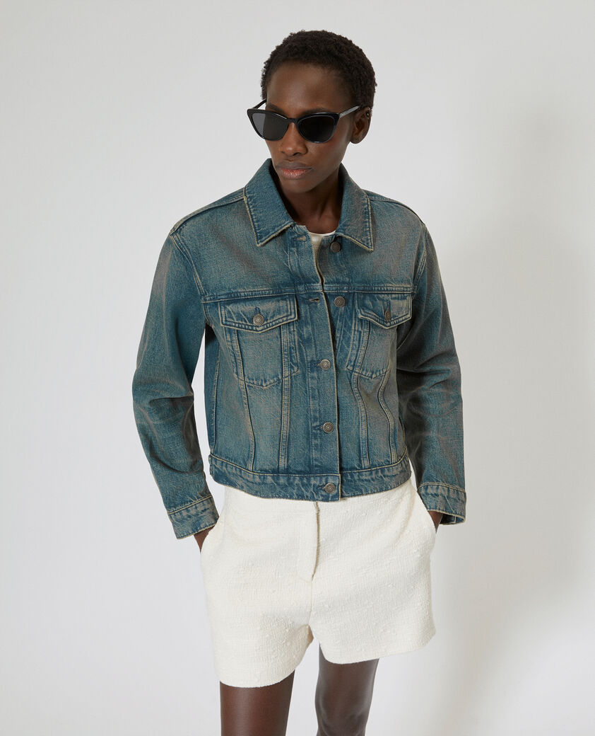 The Kooples WOMEN MEDIUM BLUE blue denim jacket