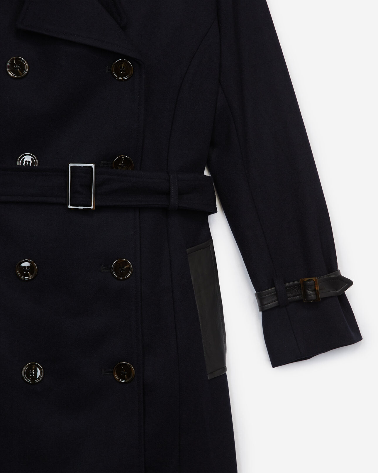 The Kooples WOMEN NAVY blue wool coat with insert