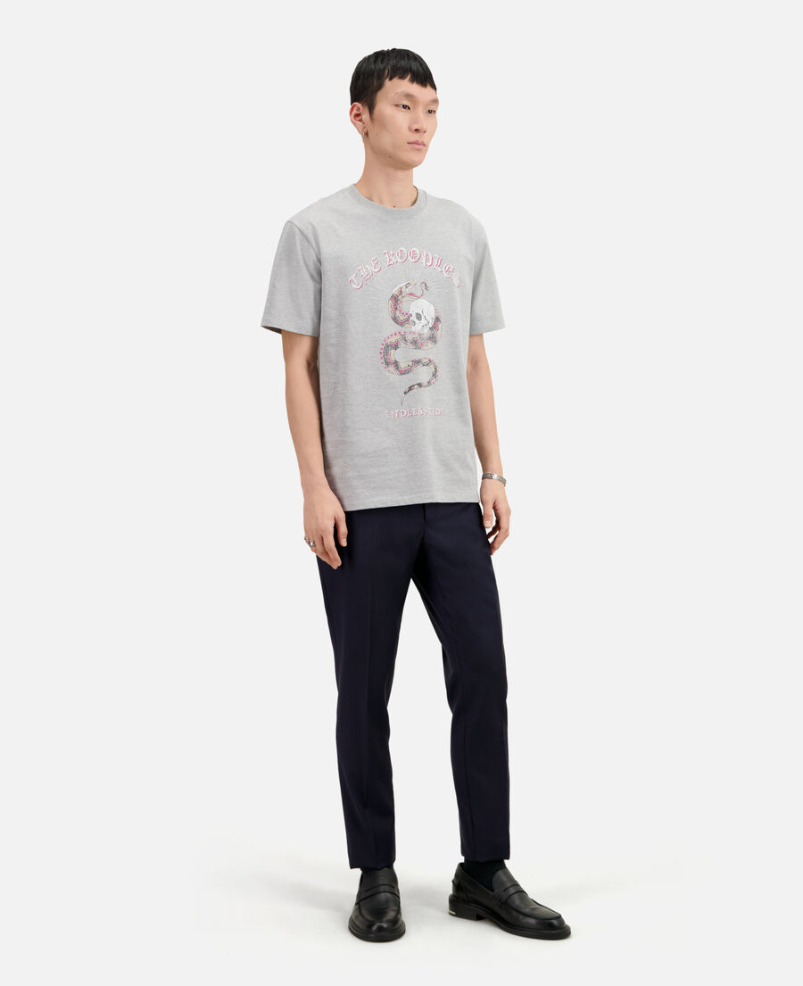 t-shirt homme gris clair avec sérigraphie sneaky snake