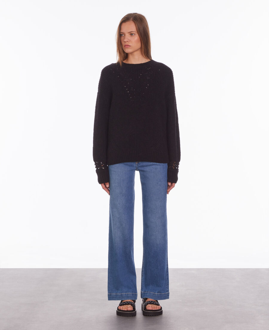 black wool-blend sweater