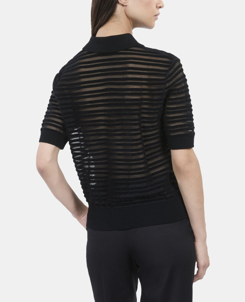 The Kooples FEMME BLACK polo en maille noire