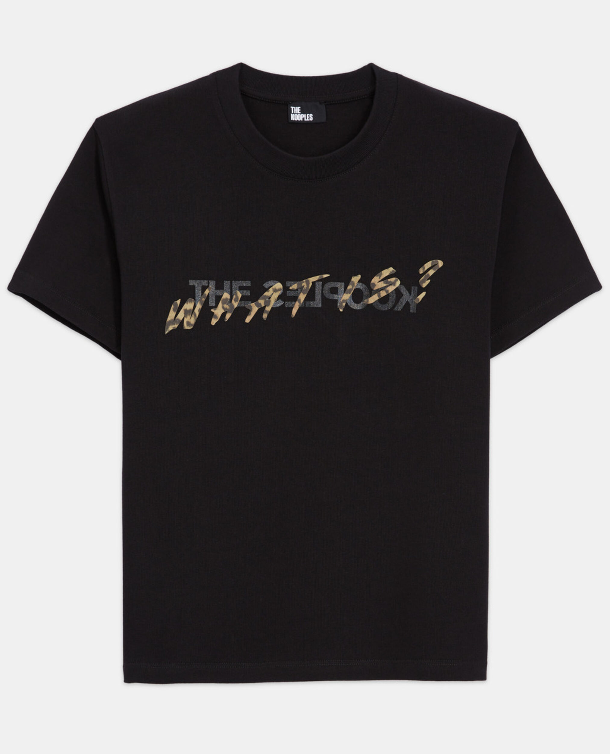 Black and leopard print What is T-shirt, BLACK, hi-res image number null