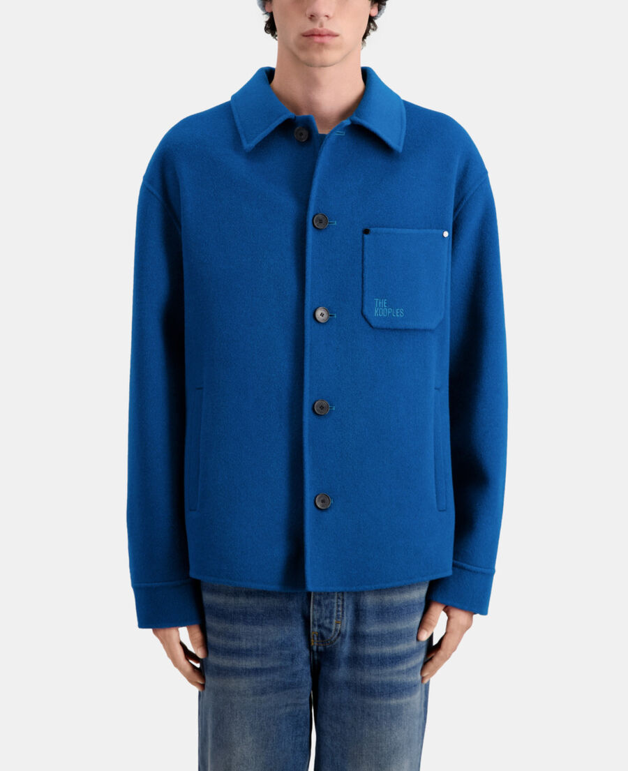 blaue hemdjacke aus wolle