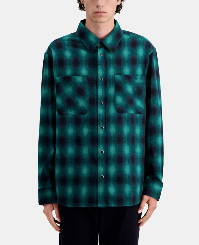 The Kooples HERREN BLACK / GREEN schwarz-grün kariertes jackenhemd