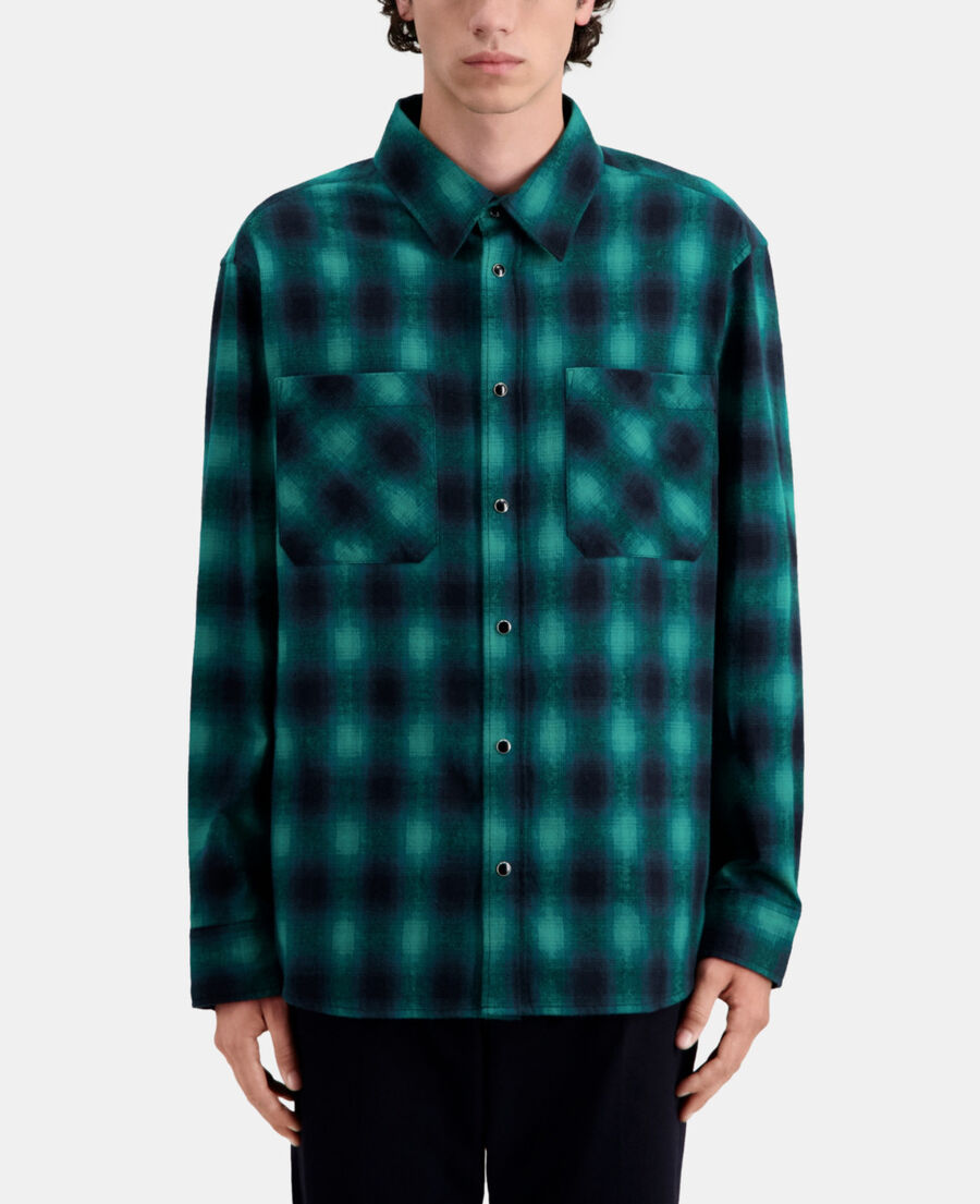 The Kooples HERREN BLACK / GREEN schwarz-grün kariertes jackenhemd