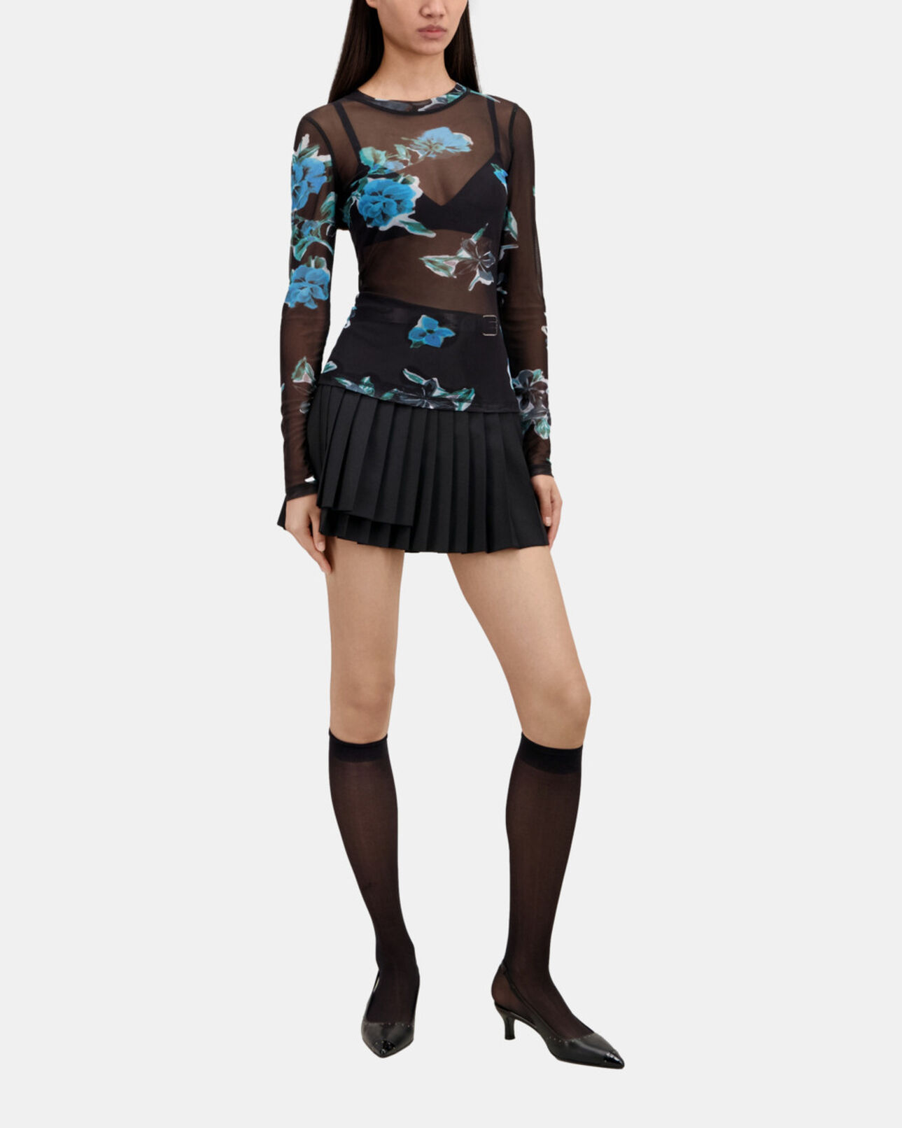 The Kooples WOMEN BLACK BLUE printed t-shirt