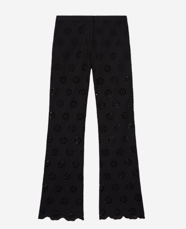 pantalon noir en broderie anglaise