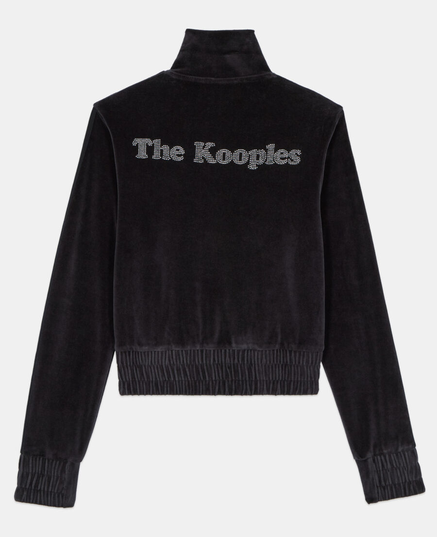 The Kooples WOMEN BLACK black velvet logo sweatshirt