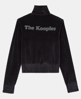 The Kooples WOMEN BLACK black velvet logo sweatshirt