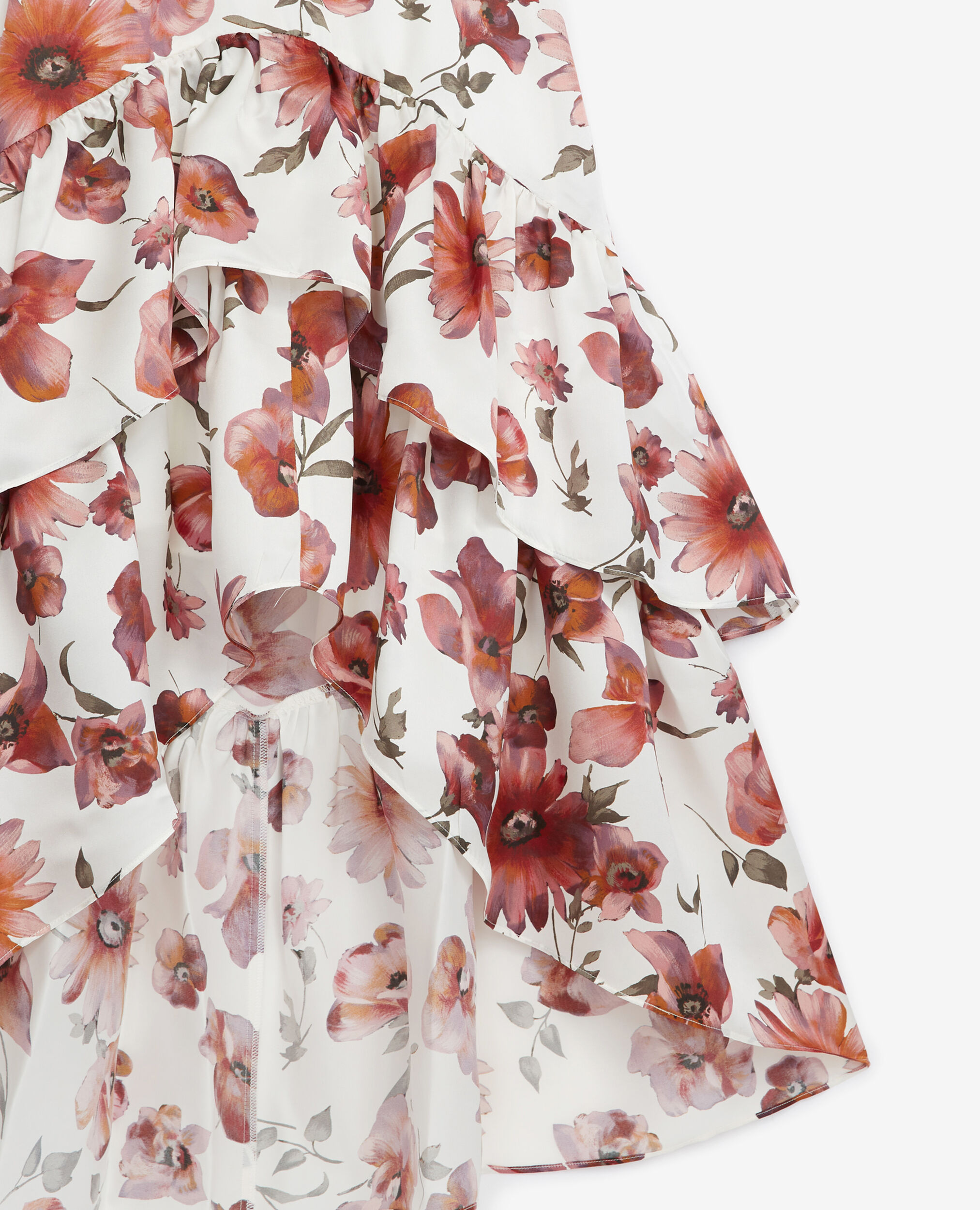 Langes ecrufarbenes Kleid mit Blumenprint, ECRU, hi-res image number null