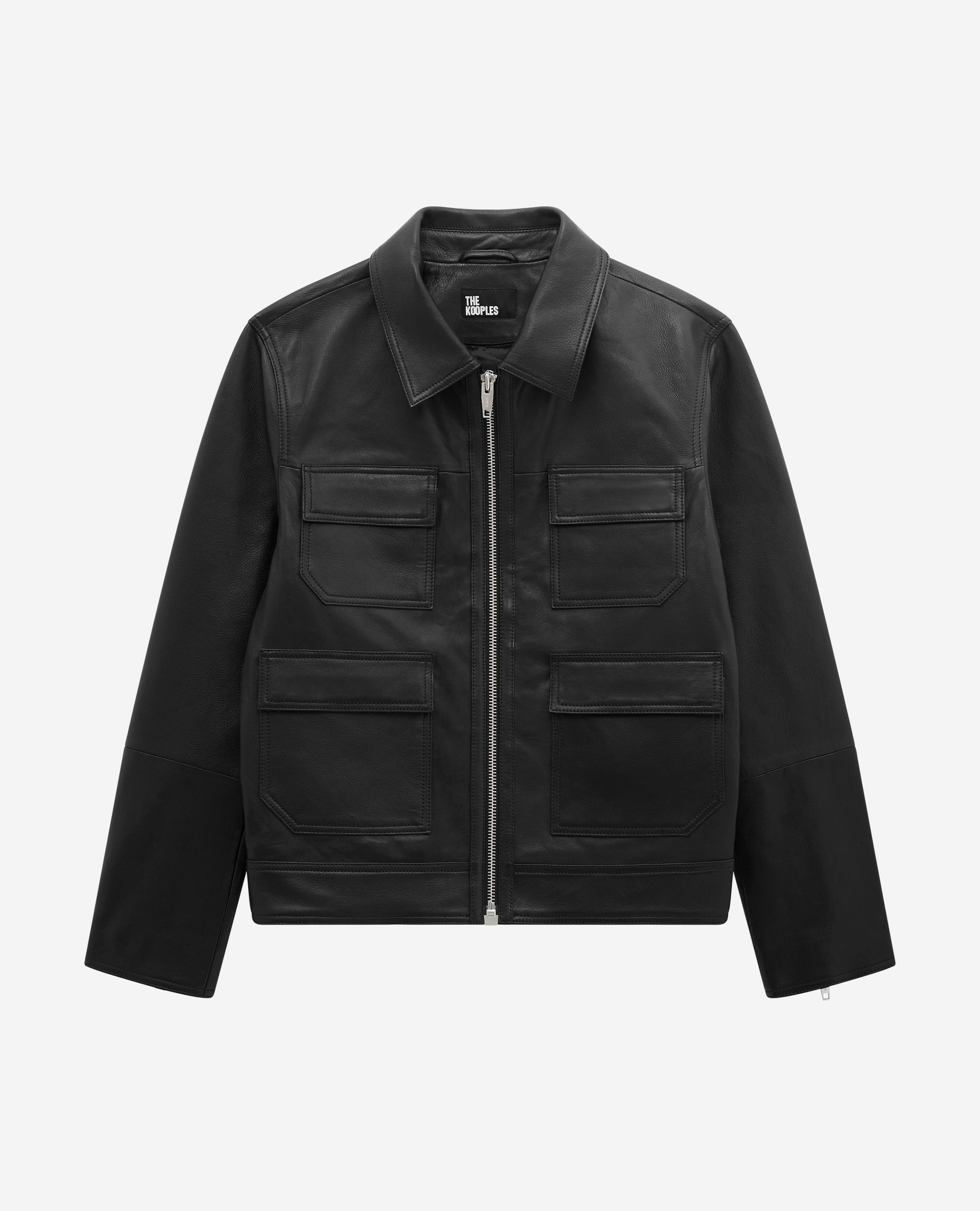 Black leather jacket, BLACK, hi-res image number null