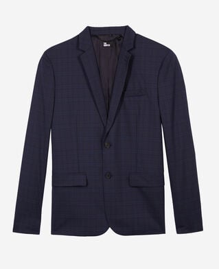 The Kooples MEN NAVY navy blue prince of wales wool suit jacket